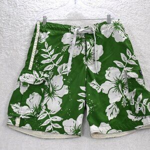 Abercrombie & Fitch Short Men's‎ 36"  Green Aloha Floral Hibiscus Swimming Trunk